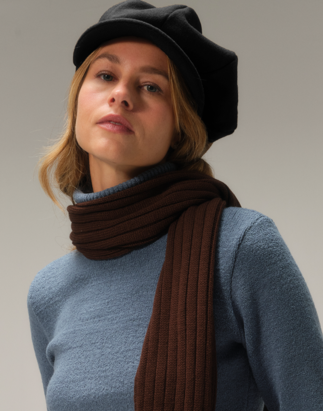 Boina Newsboy Lã Preta