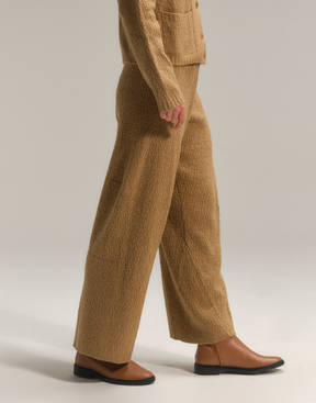 Calça Barrel Rajada Cáqui Bruma