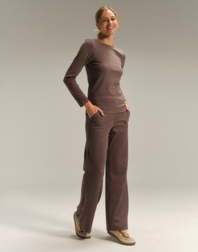 Blusa Aire Deslocada Marrom Mescla