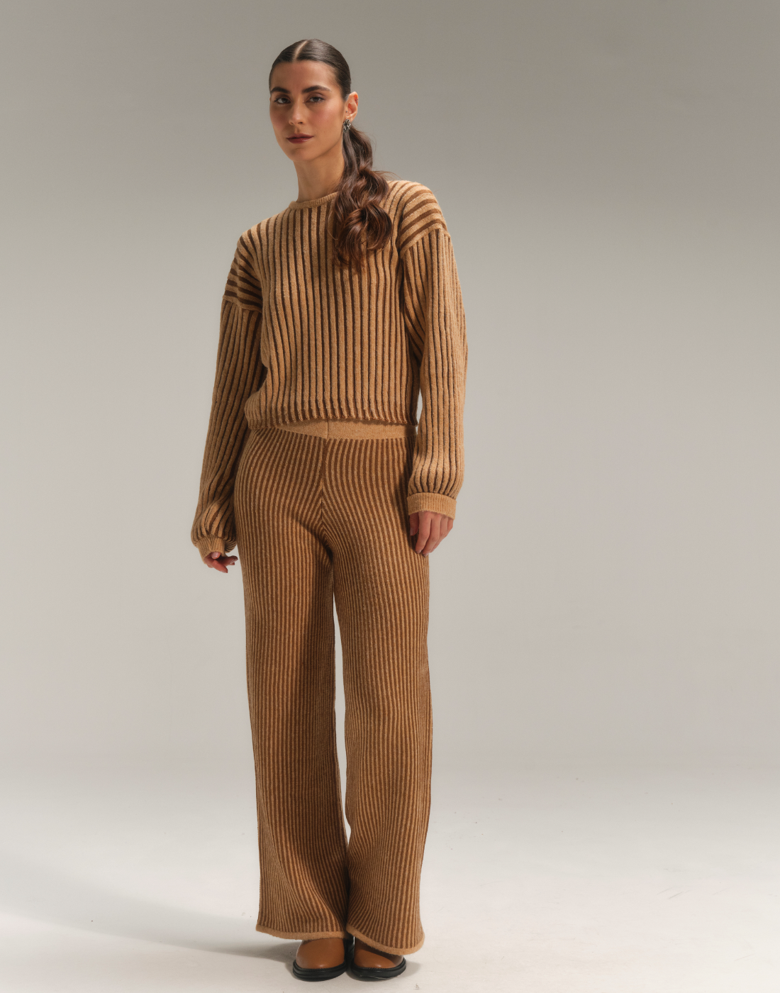 Calça Listrada Nubbis Caramelo Nórdico