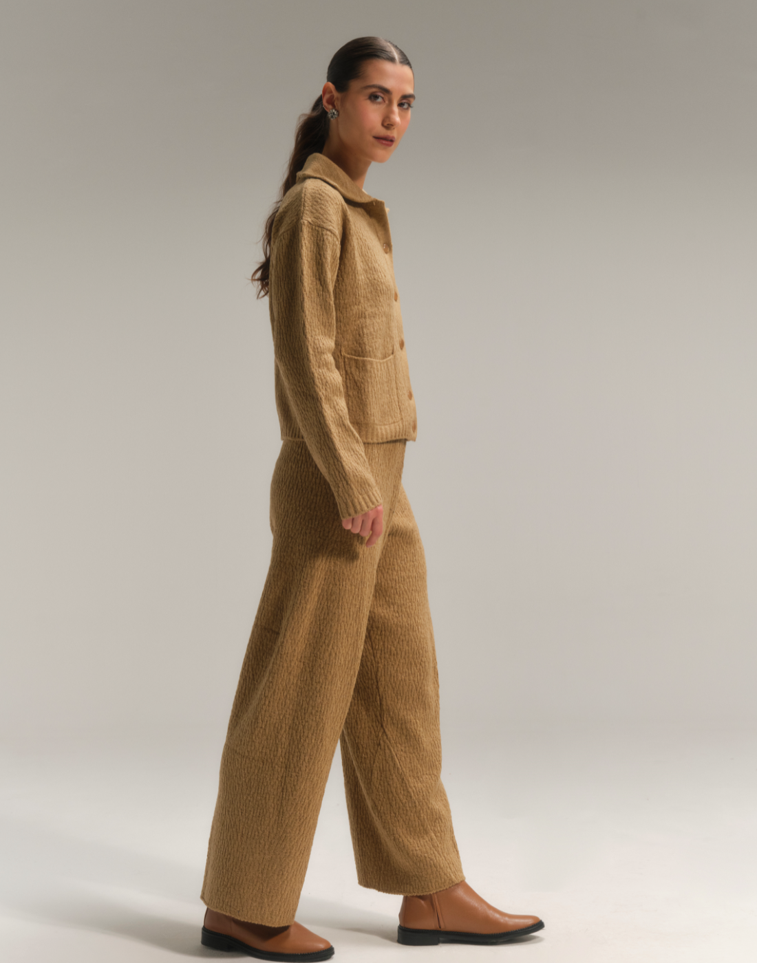 Cardigan Rajado Cáqui Bruma