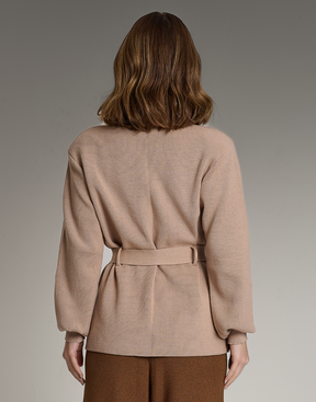 Casaco de Tricot com Faixa Softline Bege