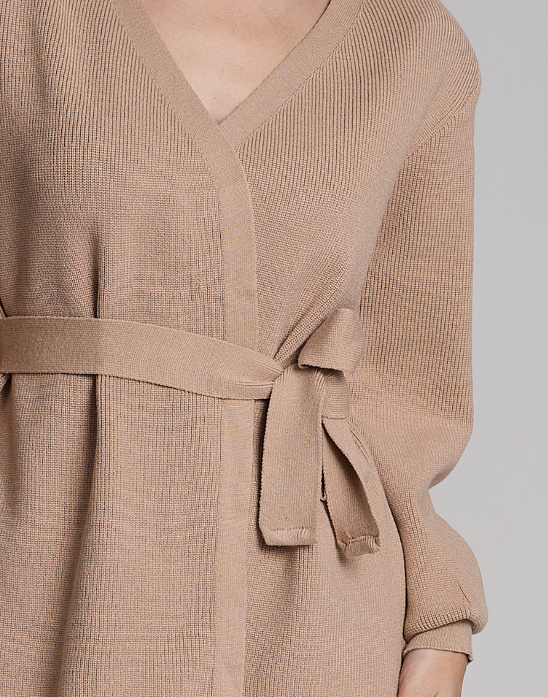 Casaco de Tricot com Faixa Softline Bege