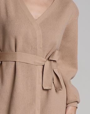 Casaco de Tricot com Faixa Softline Bege