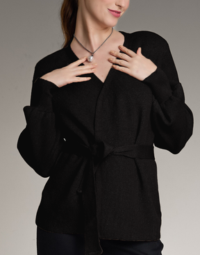 Casaco de Tricot com Faixa Softline Preto