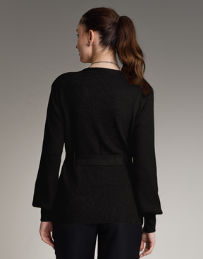 Casaco de Tricot com Faixa Softline Preto