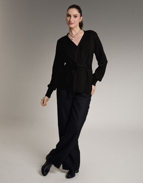 Casaco de Tricot com Faixa Softline Preto