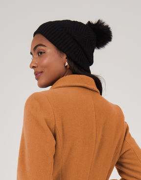 Gorro Forrado Losangos Pom Pom Preto