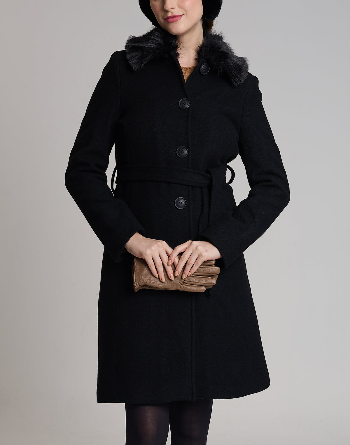 Casaco Lã Natural  Varese Pelo Preto