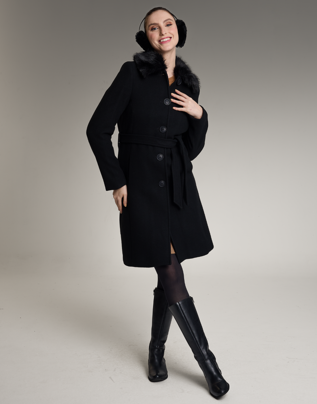 Casaco Lã Natural Varese Pelo com forro de fleece Preto