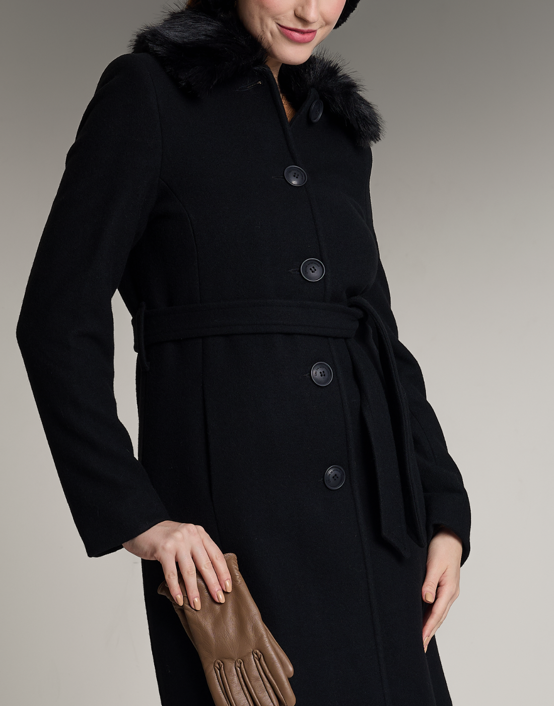 Casaco Lã Natural Varese Pelo com forro de fleece Preto