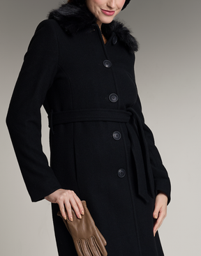 Casaco Lã Natural Varese Pelo com forro de fleece Preto