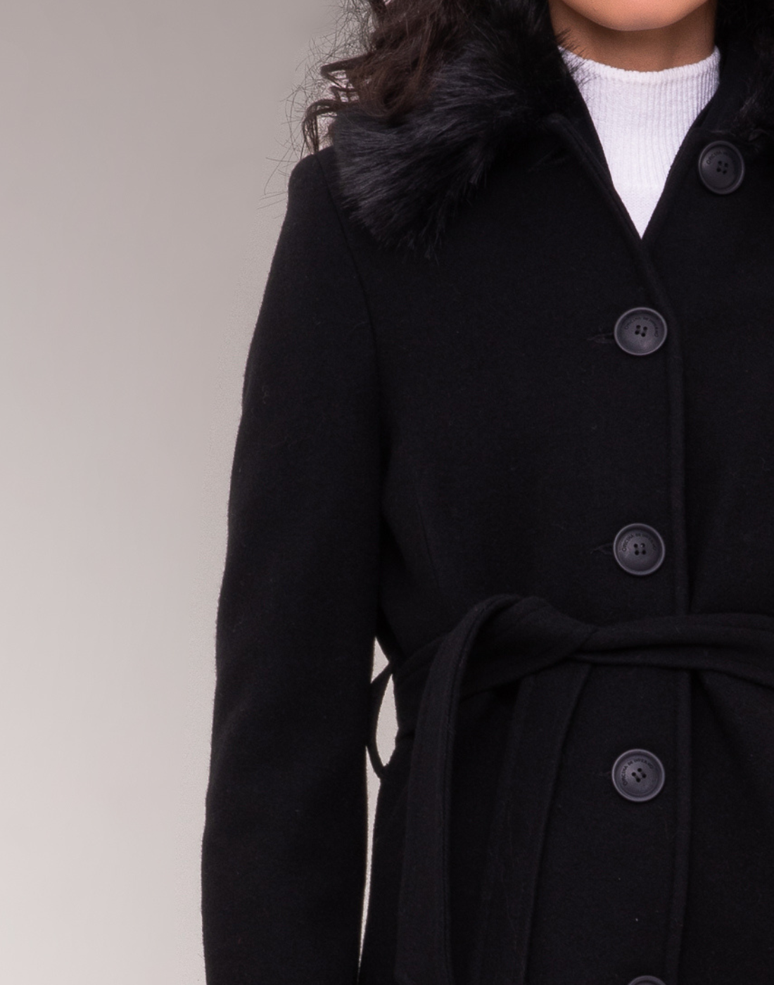 Casaco Lã Natural Varese Pelo com forro de fleece Preto