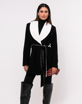 Casaco Lã Premium Martini Preto e Branco