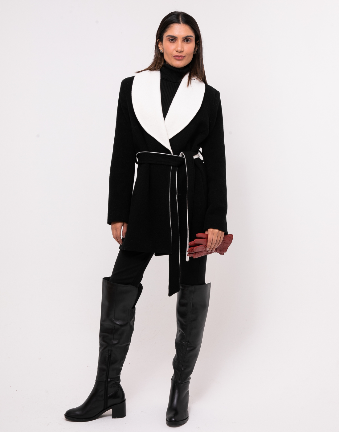 Casaco Lã Premium Martini Preto e Branco