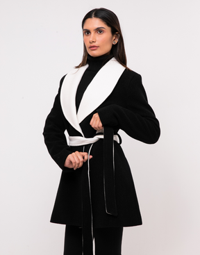 Casaco Lã Premium Martini Preto e Branco