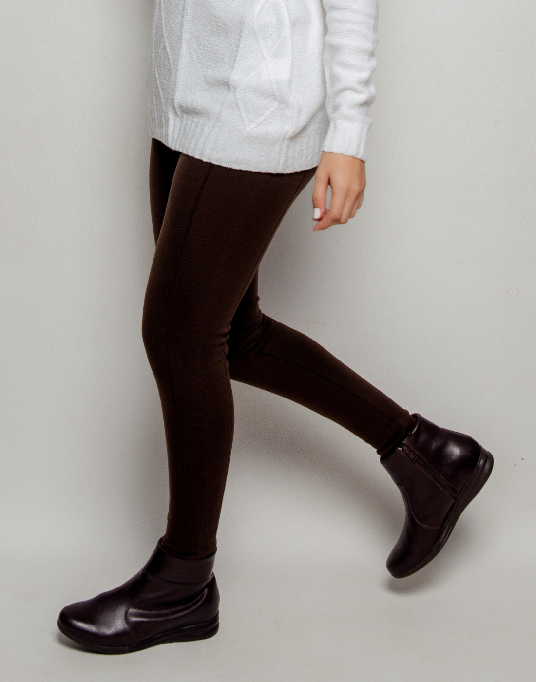 Legging Tricot Invernada Stripe Marrom