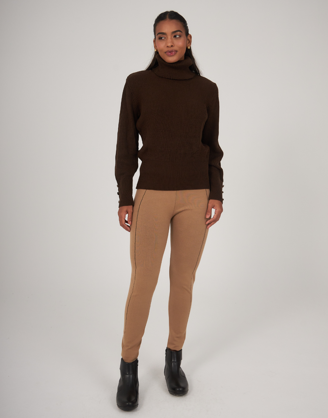 Legging Tricot Invernada Stripe Bege Bruma