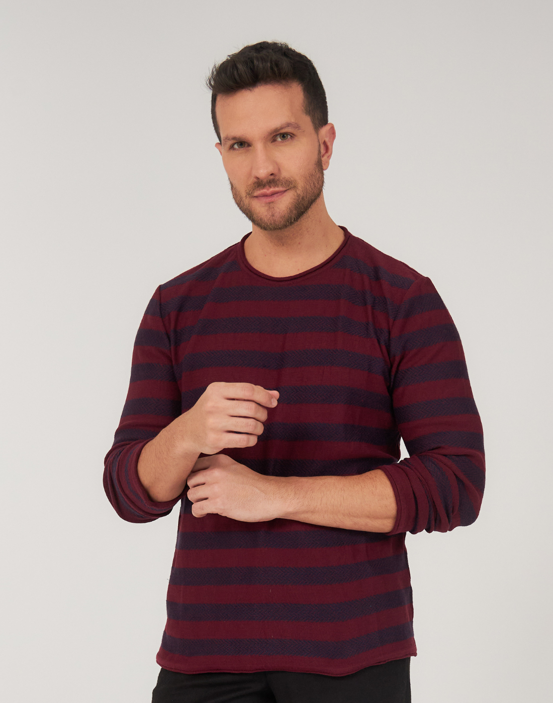 Blusão Listrado Arne Marinho e Bordeaux
