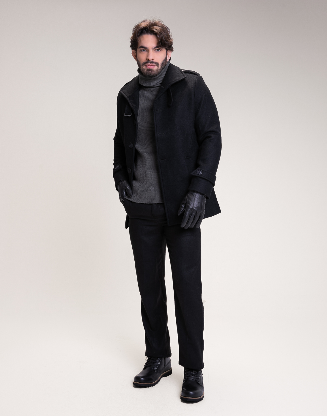 Sobretudo Lã Uruguaia Daymán Preto