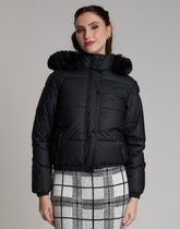 Doudoune Detalhe em Pelos Lauden Preto