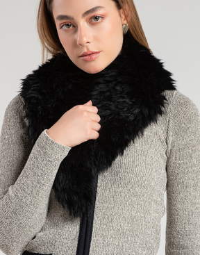 Estola Siberia Pele de Ovelha Preta