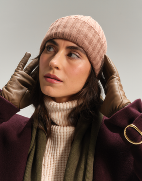 Gorro Tricot Calone Forrado com Fleece Nude Canela