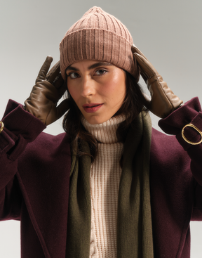 Gorro Tricot Calone Forrado com Fleece Nude Canela