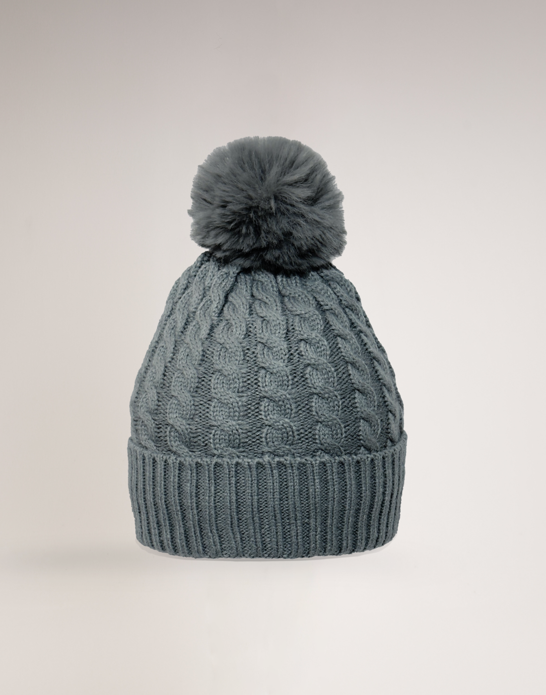 Gorro Forrado Trançado Cali Pom Pom Cinza