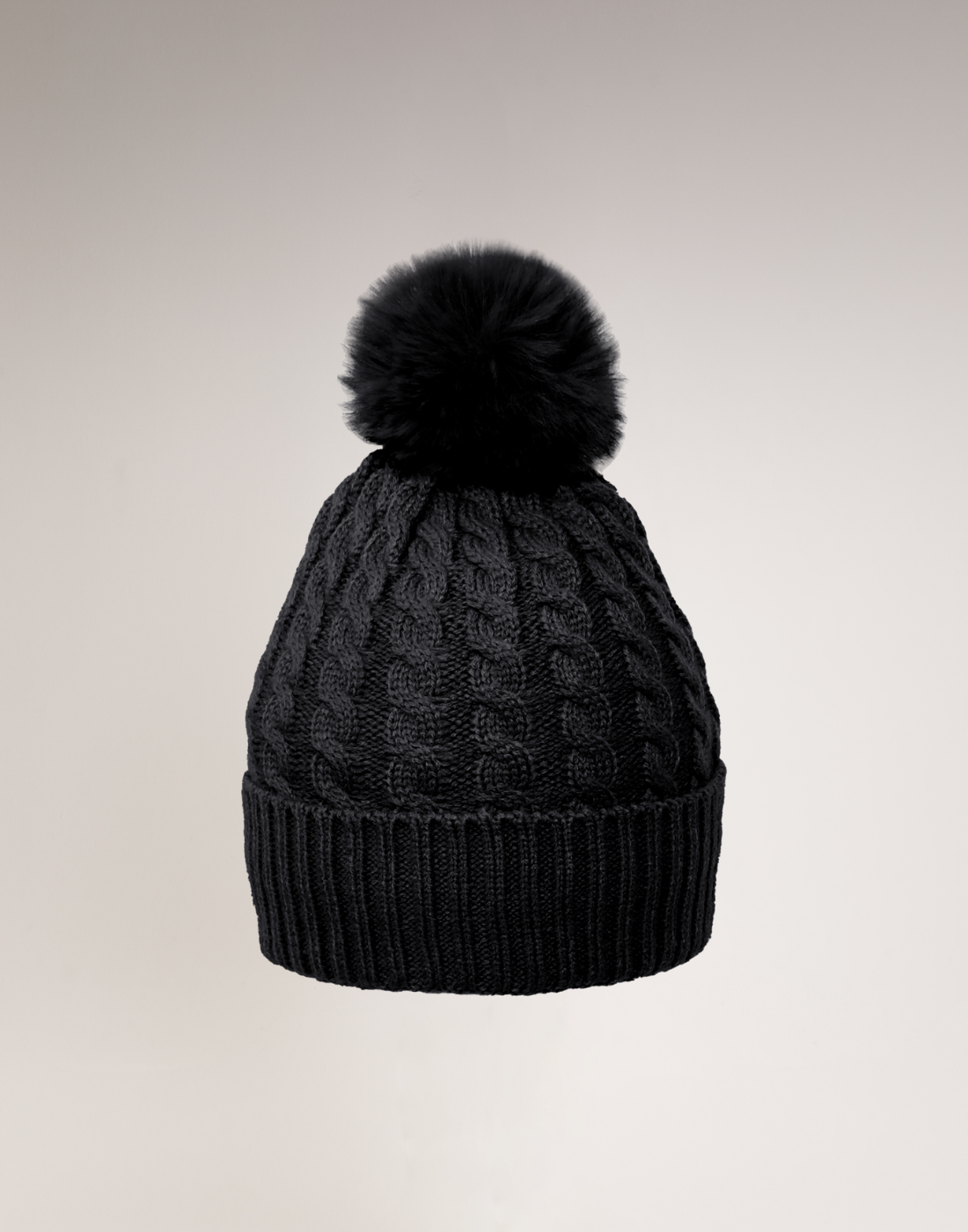 Gorro Forrado Trançado Cali Pom Pom Preto