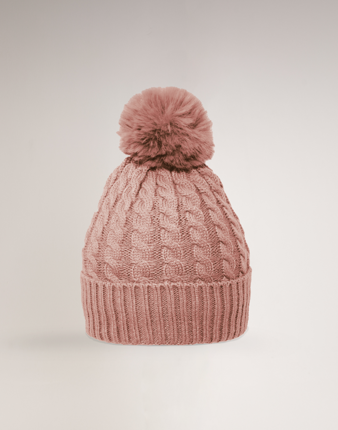 Gorro Forrado Trançado Cali Pom Pom Rosa