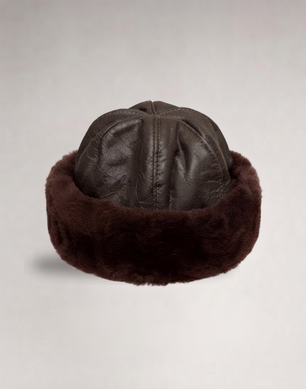 Gorro de Couro e lã Siberia Marrom