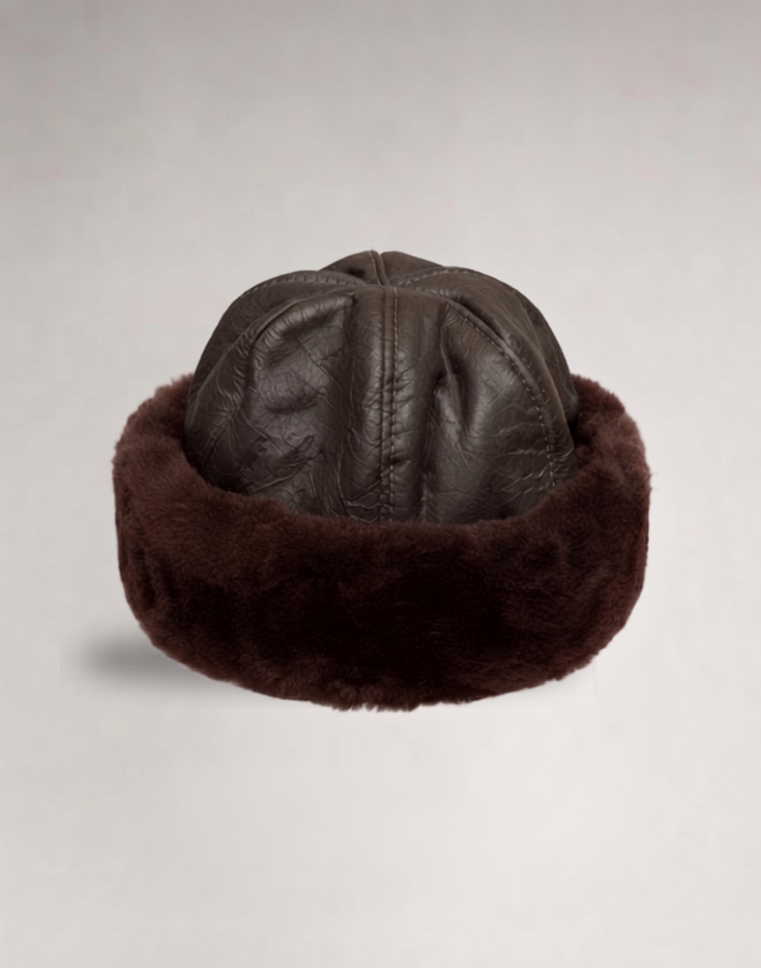 Gorro de Couro e lã Siberia Marrom
