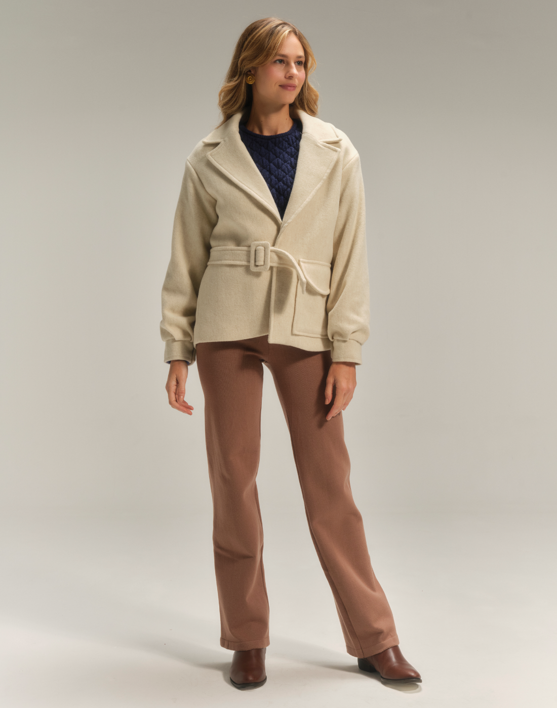 Jaqueta Lã Natural Trespassada Maglie Creme Alpino
