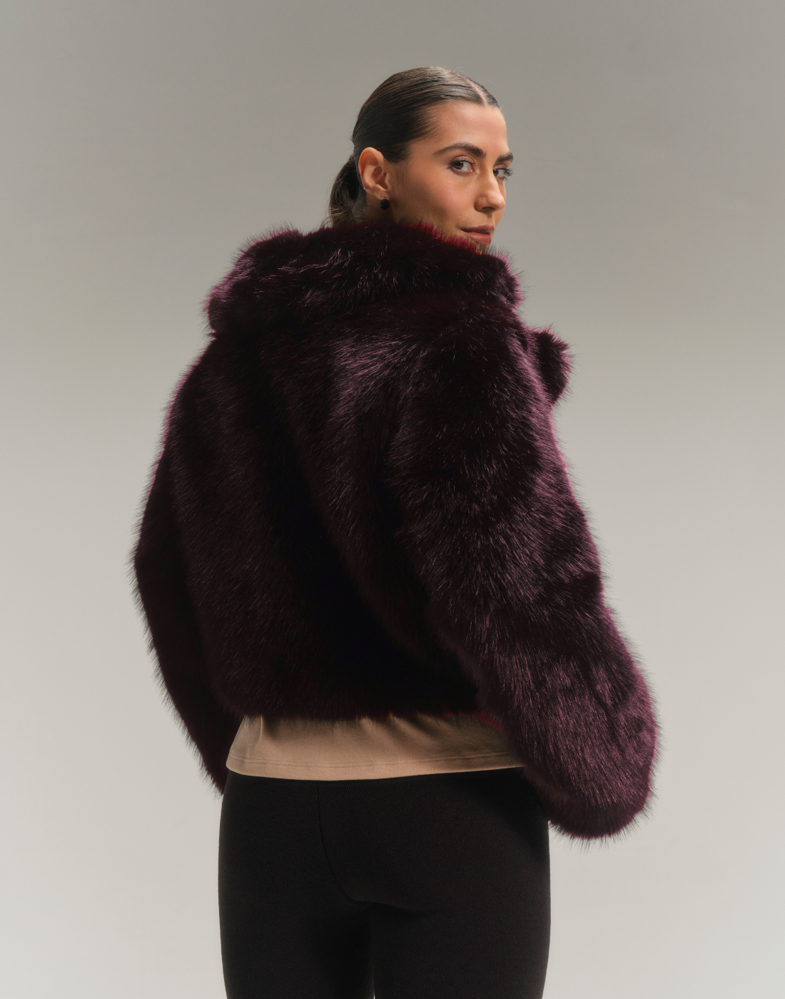 Jaqueta Pelos Curta Dazzle Bordeaux