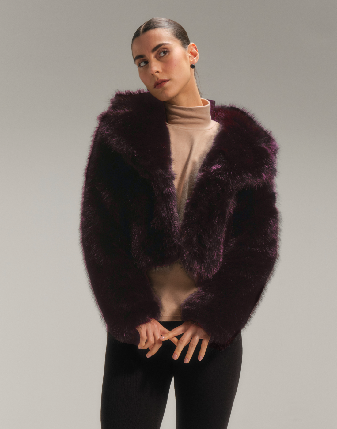 Jaqueta Pelos Curta Dazzle Bordeaux