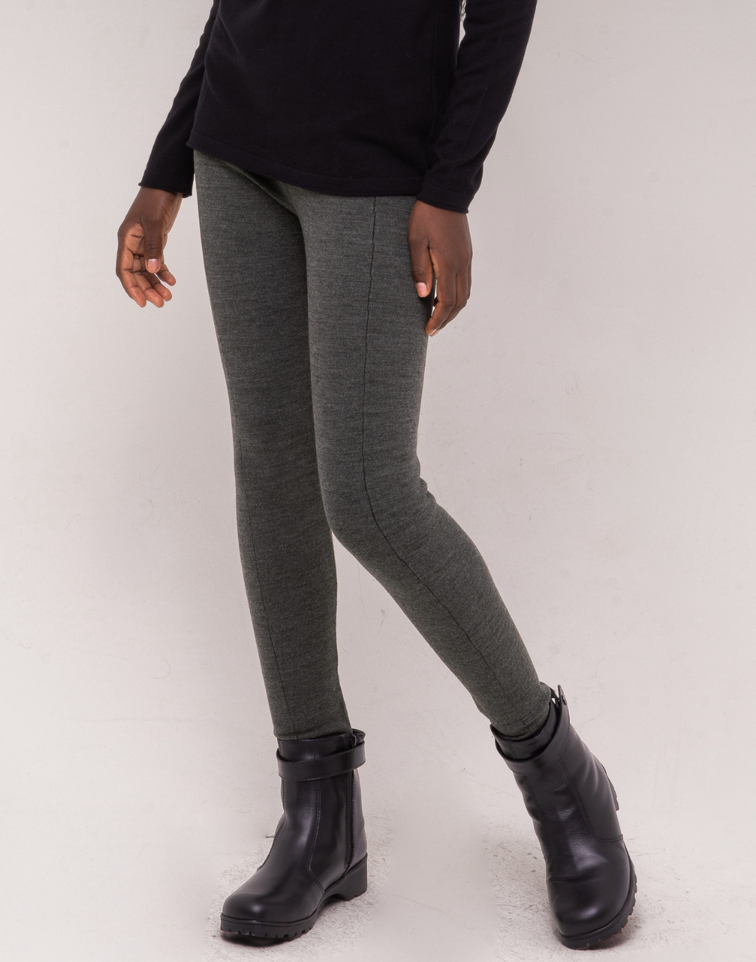 Legging Tricot Invernada Stripe Chumbo Mescla