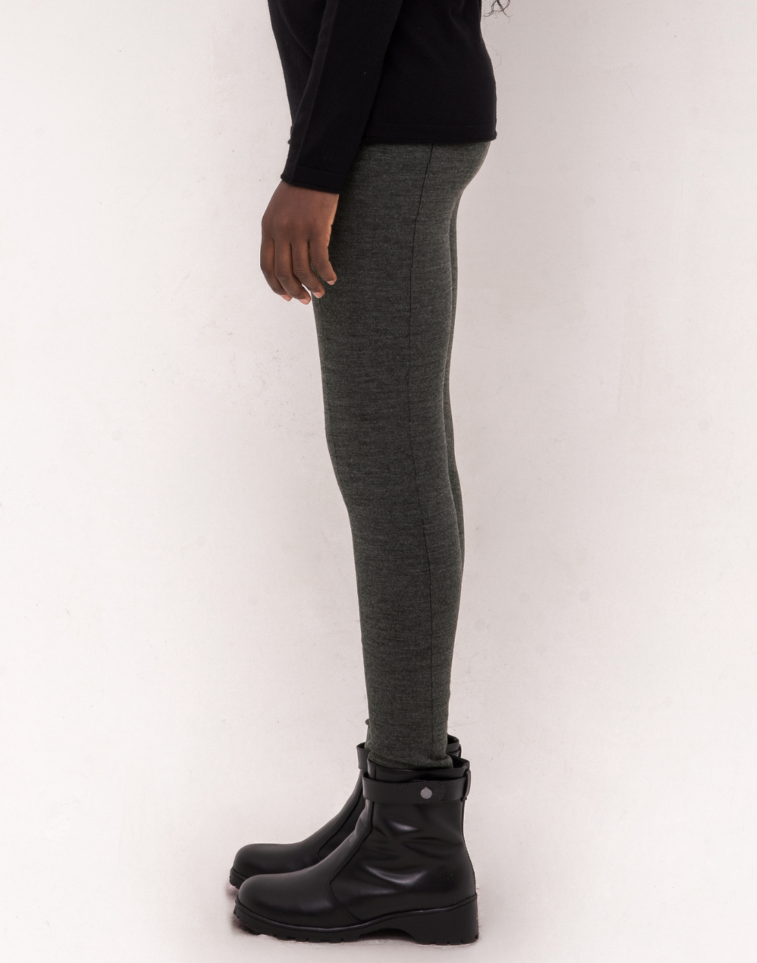 Legging Tricot Invernada Stripe Chumbo Mescla
