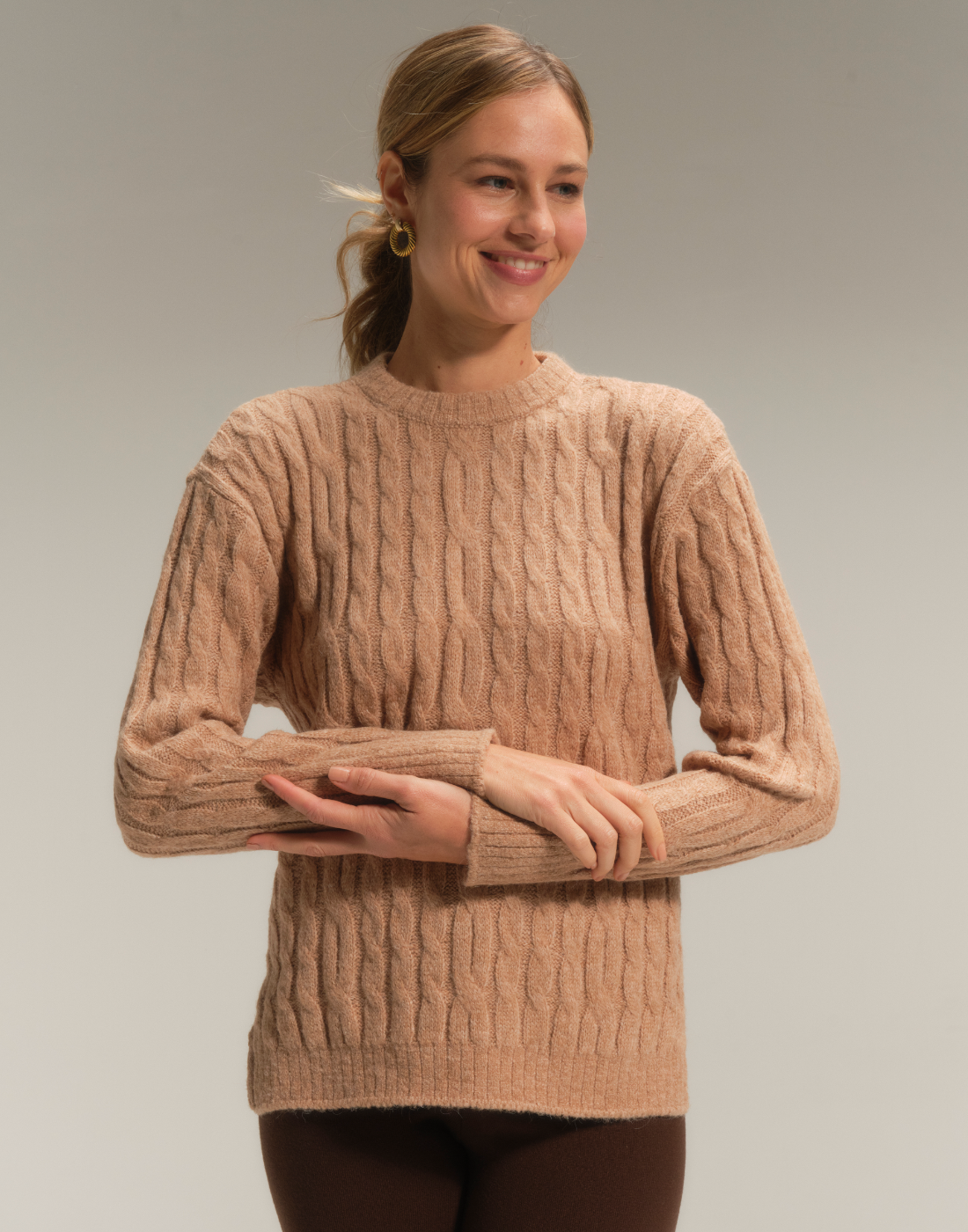 Max Blusa Trançada Cloud Touch Caramelo Suave