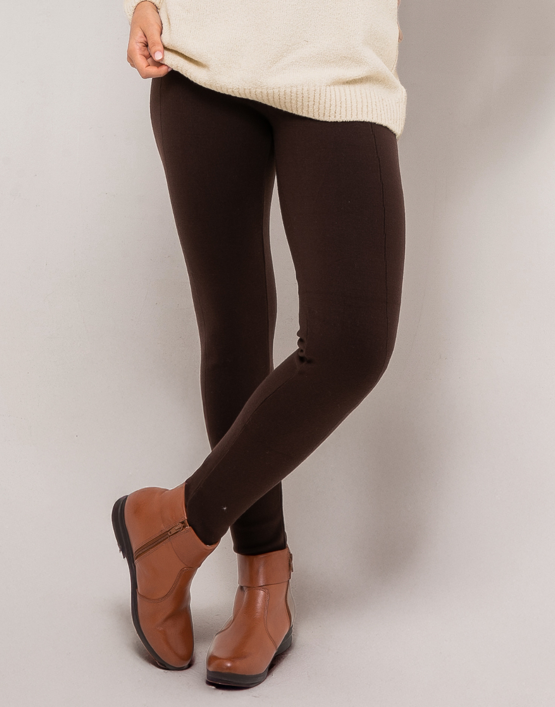 Legging Tricot Invernada Stripe Marrom