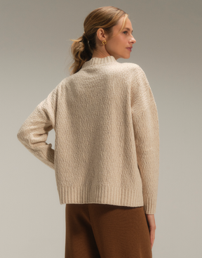 Maxi Blusa Rajada Bege Névoa