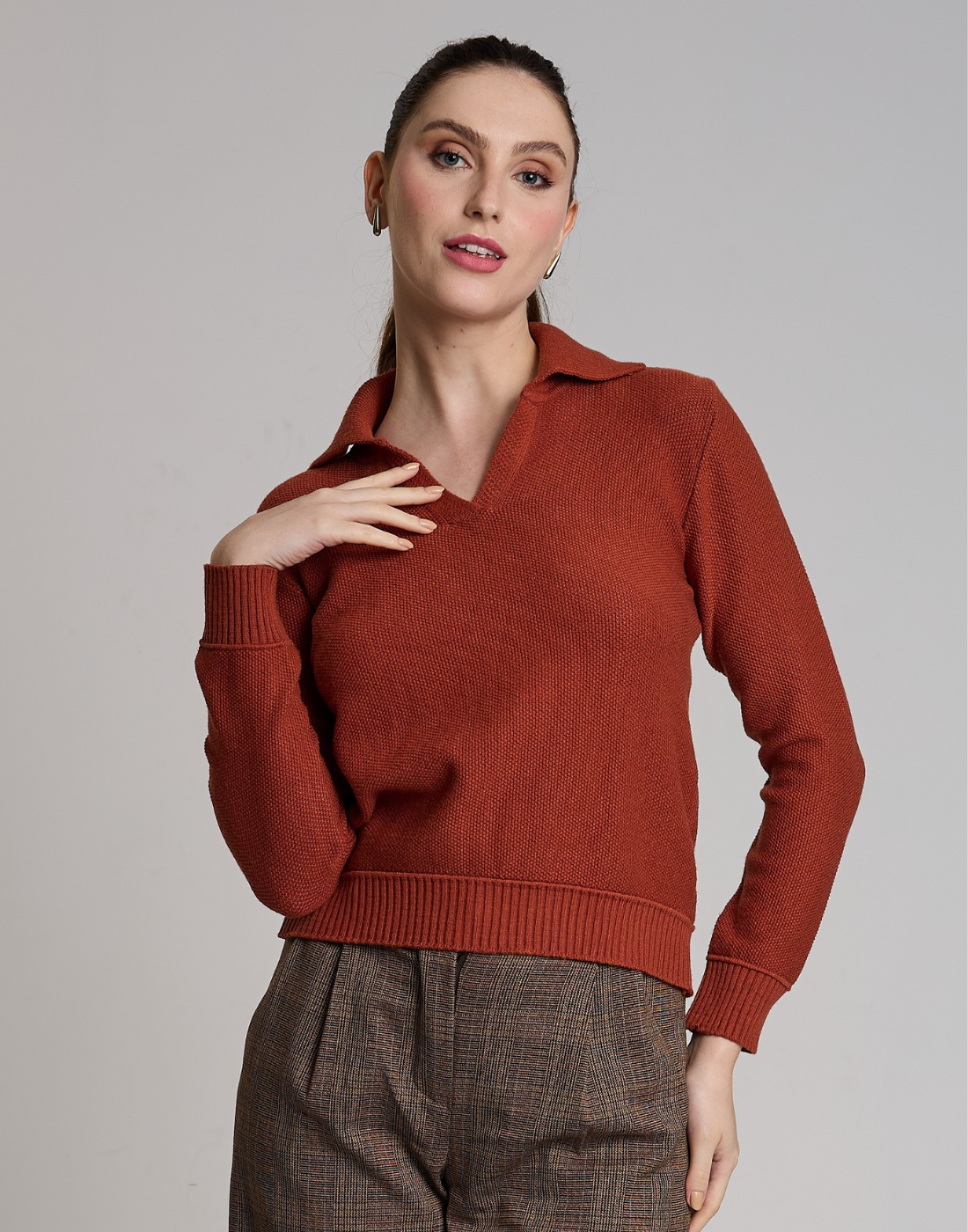 Blusa Polo Tricot Telha