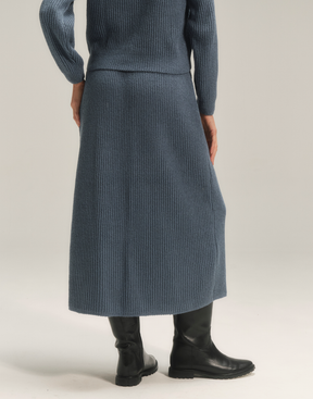 Saia Midi Fang Mousse Azul Riviera