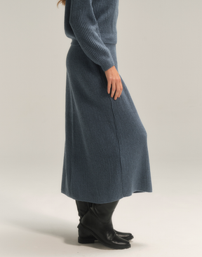 Saia Midi Fang Mousse Azul Riviera