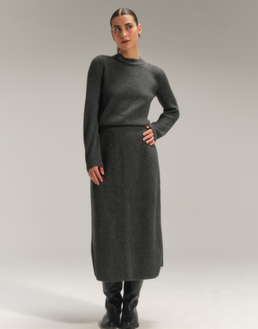 Saia Midi Fang Mousse Cinza Fiorde