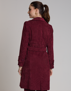 Trench Coat Veludo Cotelê Vinho