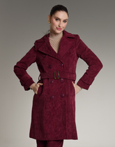 Trench Coat Veludo Cotelê Vinho