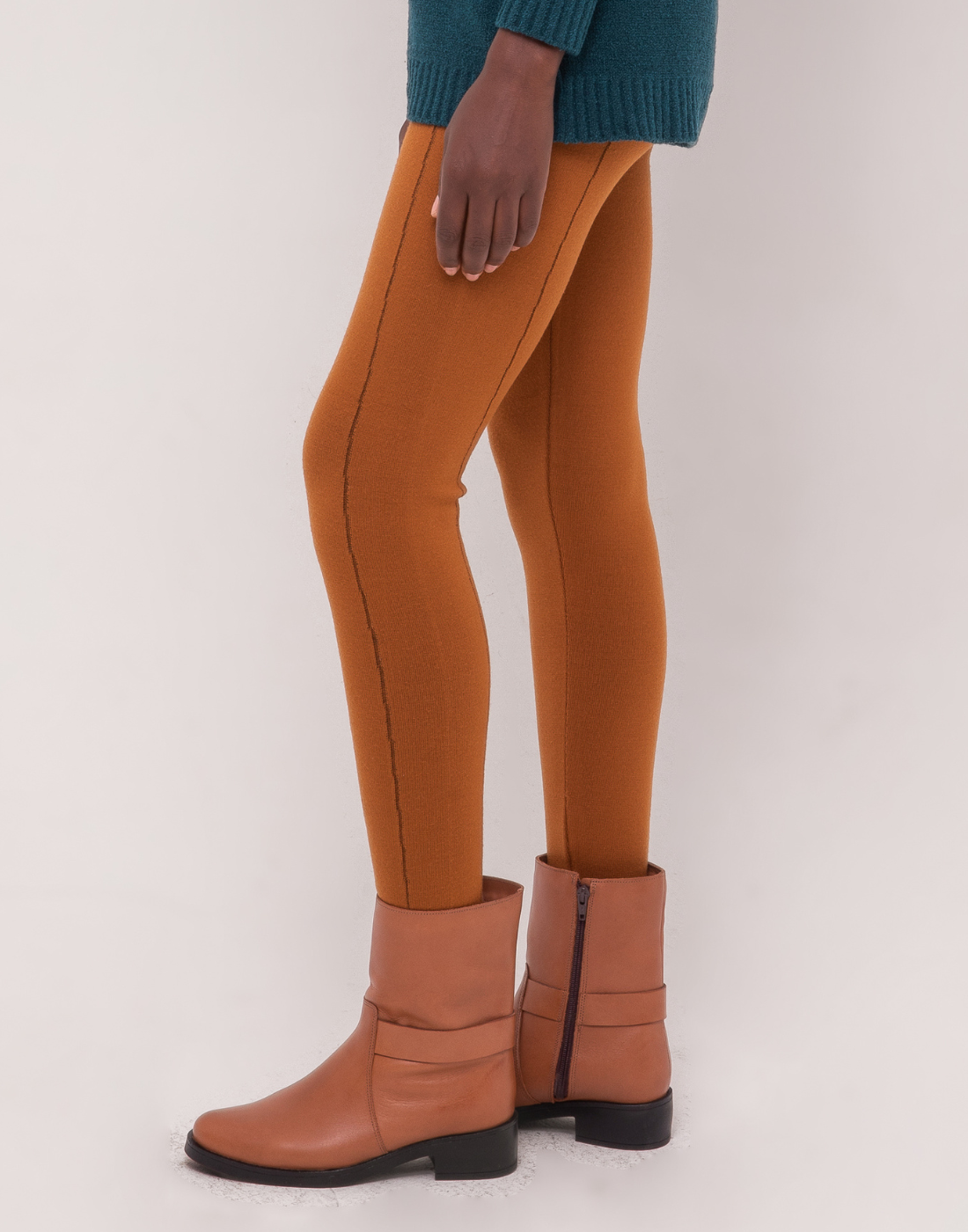 Legging Tricot Invernada Stripe Caramelo Outonal