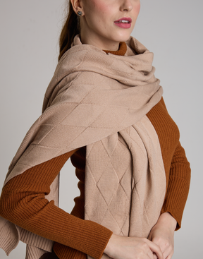 Xale Aran Losangos Oliz Bege