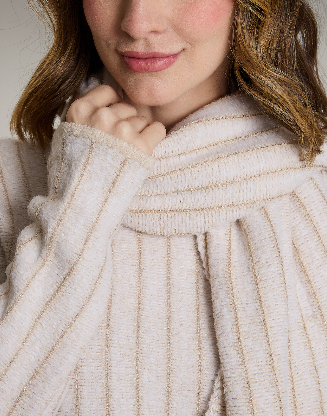 Xale Listrado Glenlight Branca com Lurex